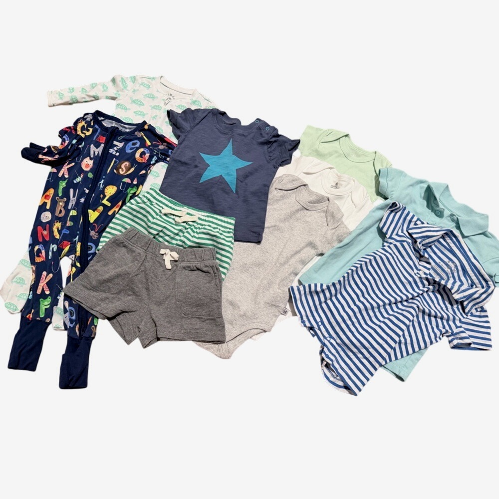 Primary Baby Boys 3-6 Months Bodysuits Onesies Outfits Navy Blue Gray Green